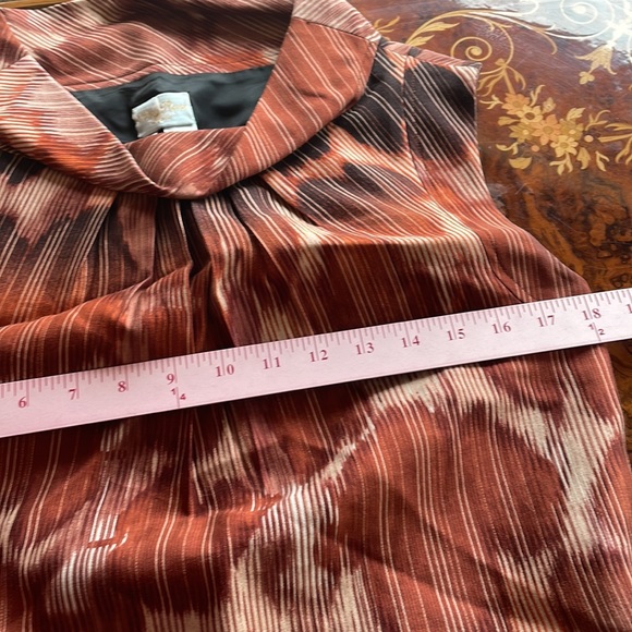 TRACY REESE sz6 drop waist sheath dress funnel neck silk & wool rust - Picture 3 of 7